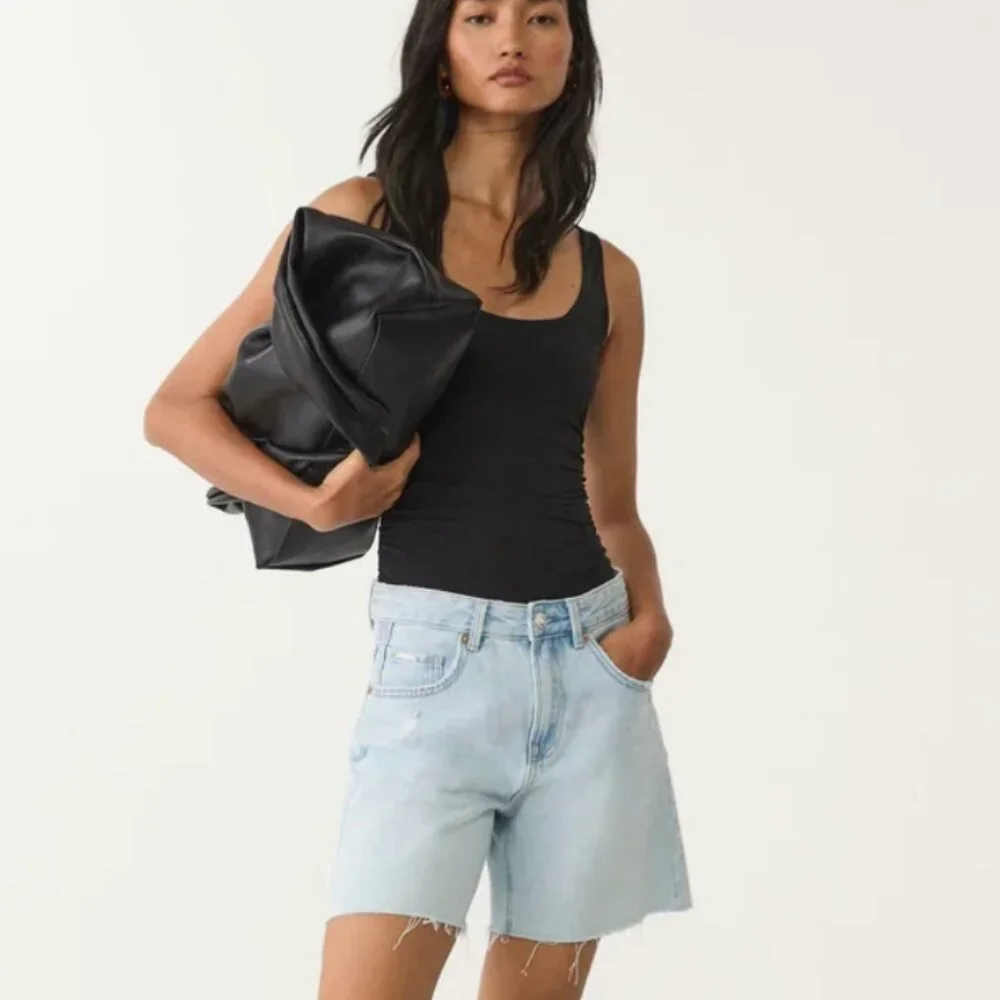 ZARA — Ruched Polyamide Bodysuit - Size M – New with Tags – Black